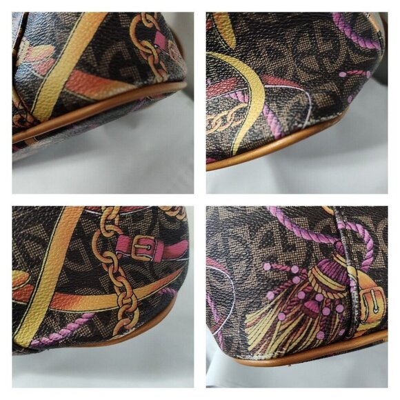 Giani Bernini Purse Handbag Shoulder Bag Faux Leather Brown Tassel/Belt Print - Picture 12 of 12